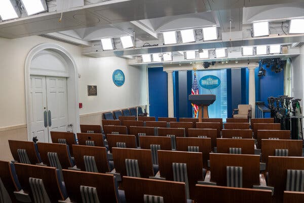 TV cameras outside the White House press briefing room