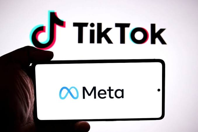 Logos of Meta, TikTok and Canadian flag representing ad policy clash