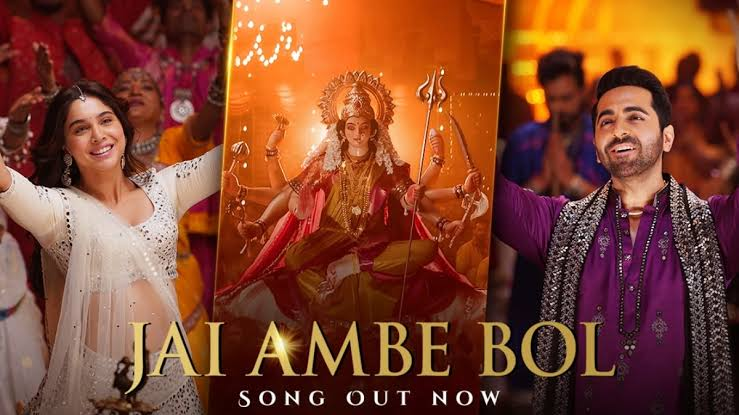 Ayushmann Khurrana and Sharvari in colorful Navratri costumes from the Jai Ambe Bol song video