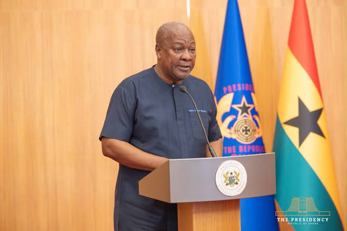 President Mahama speaking at the Jubilee House during ambassador commissioning