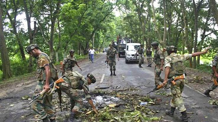 Security forces near a hilly border area in Arunachal Pradesh