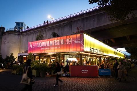 Crowd outside BFI Southbank at dusk during London Film Festival