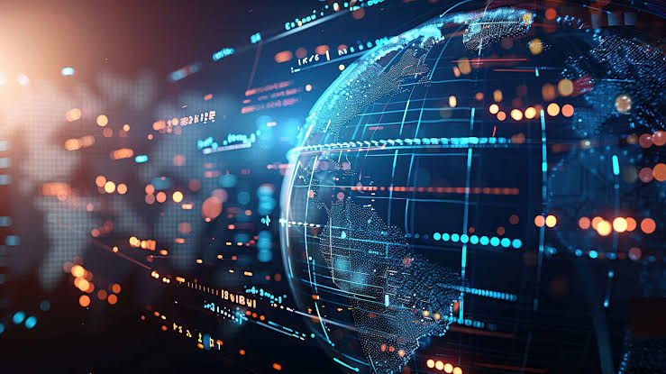 Abstract illustration of AI models and a globe