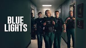 Blue Lights season 4 key art showing cast against a Belfast street backdrop