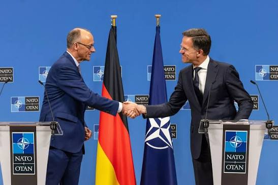Chancellor Friedrich Merz and NATO Secretary General Mark Rutte at the 1st German-Netherlands Corps in Münster