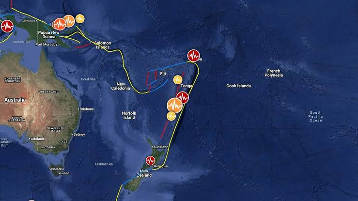 Map showing Balleny Islands location south of New Zealand in the Southern Ocean