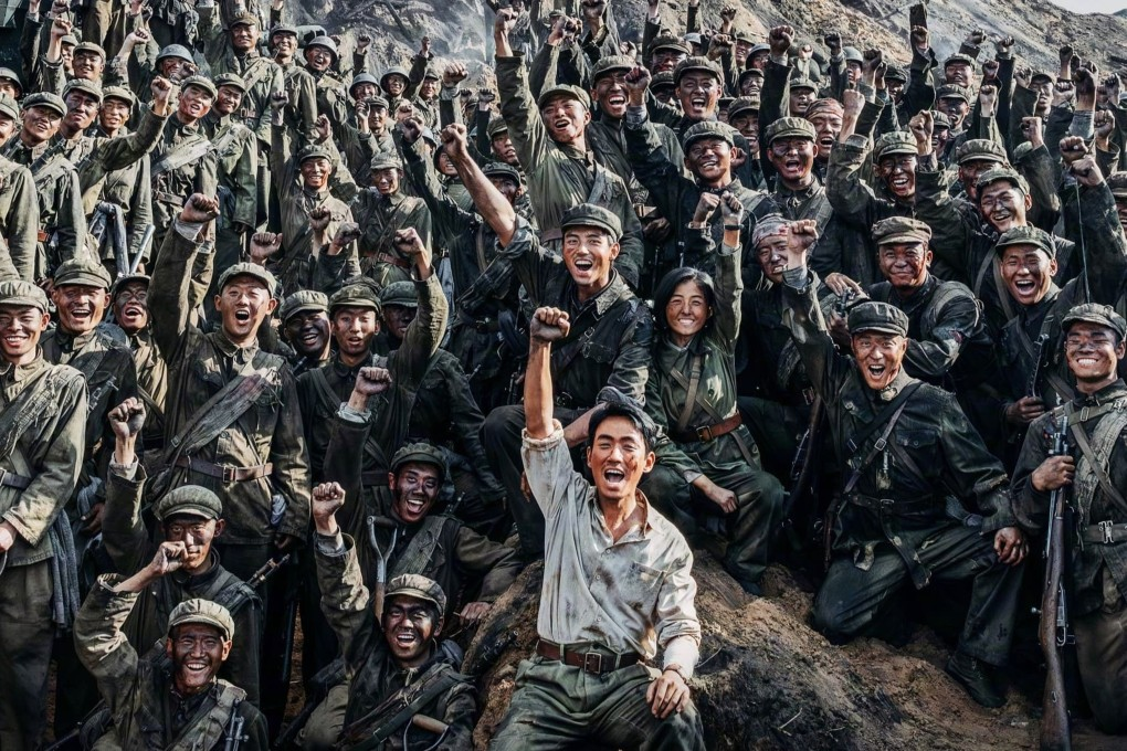 Crowded cinema in China during National Day holiday with movie posters and audiences