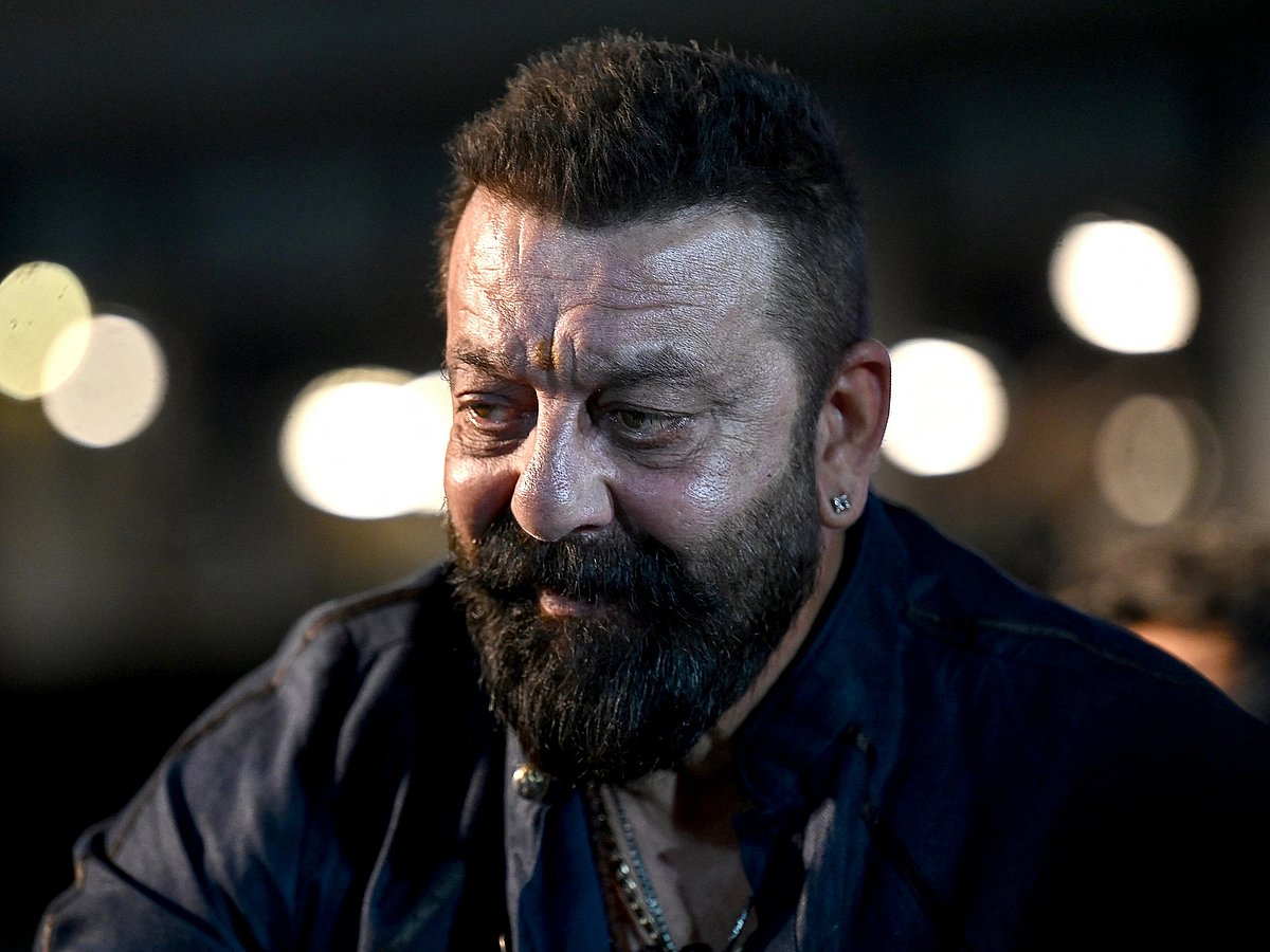 Sanjay Dutt speaking on a talk show set