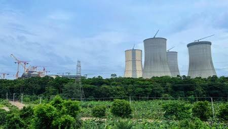 Rooppur nuclear plant reactor building at dusk