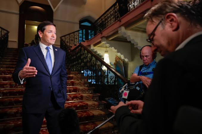 Marco Rubio speaking to reporters in Mumbai, October 20, 2026