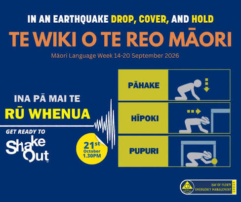 Children crouching under classroom tables during an earthquake drill