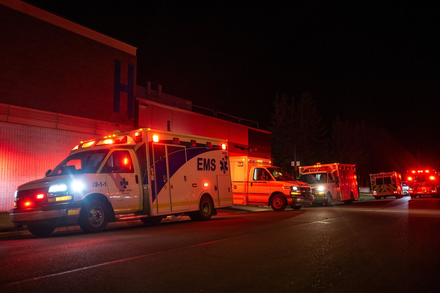 Emergency responders at CFB Wainwright after a large fire