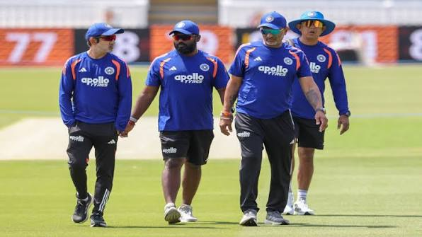 India cricket players during warm up at a stadium