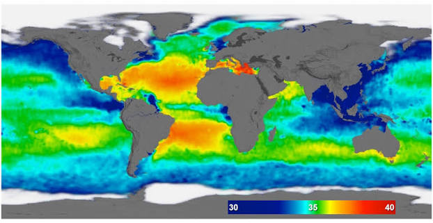 Coastal waters with satellite overpass illustration