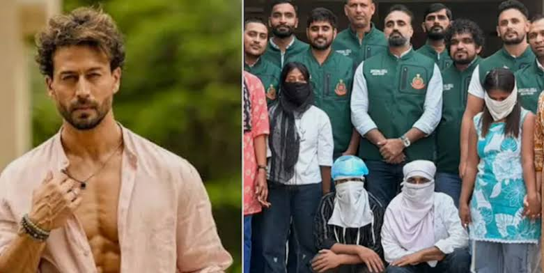 Police officers escorting suspects in custody related to Tiger Shroff car firing