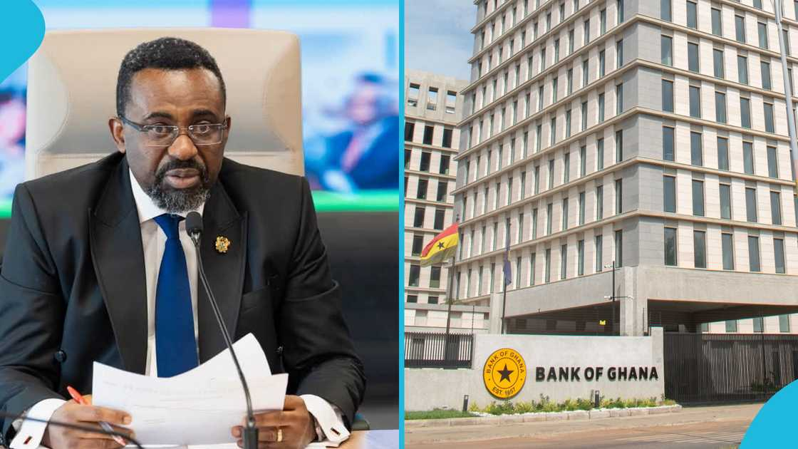 Smartphone with loan app icons and Bank of Ghana emblem