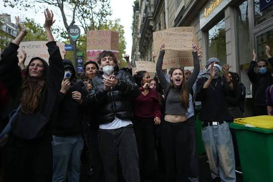 Crowd of demonstrators in a French city on October 17 2026
